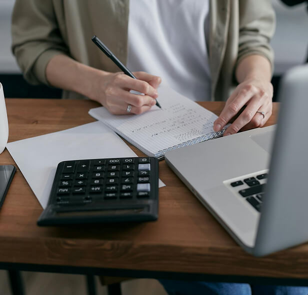 Woman doing business accounting.