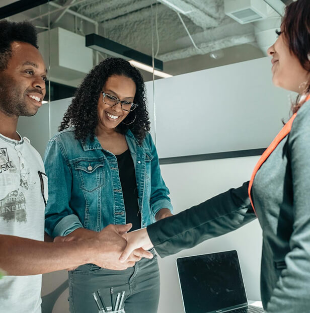 Financial advisor meeting with clients.